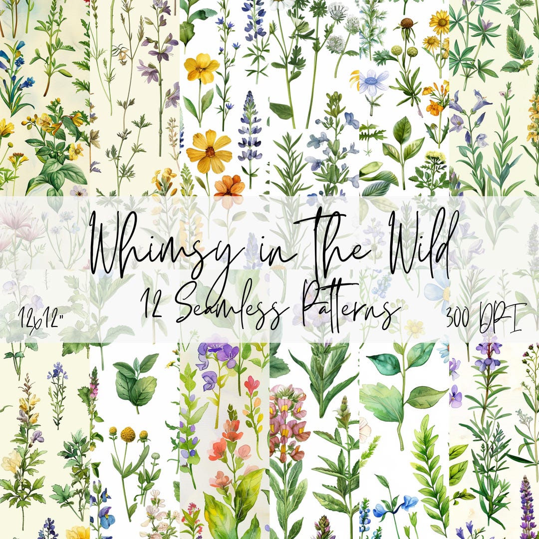 Botanical Digital Paper | Wildflower Cottagecore Designs (digital ...