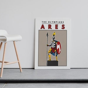 Arte mural de Ares / Dioses griegos retro / Póster imprimible / Impresión de mitología vintage / Arte mural único / Decoración del hogar DIY / Descarga instantánea fácil