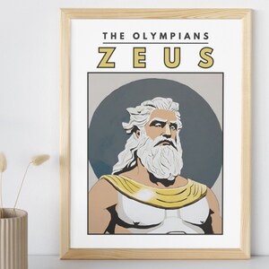 Arte mural de Zeus / Dioses griegos retro / Póster imprimible / Impresión de mitología vintage / Arte mural único / Decoración del hogar DIY / Descarga instantánea fácil