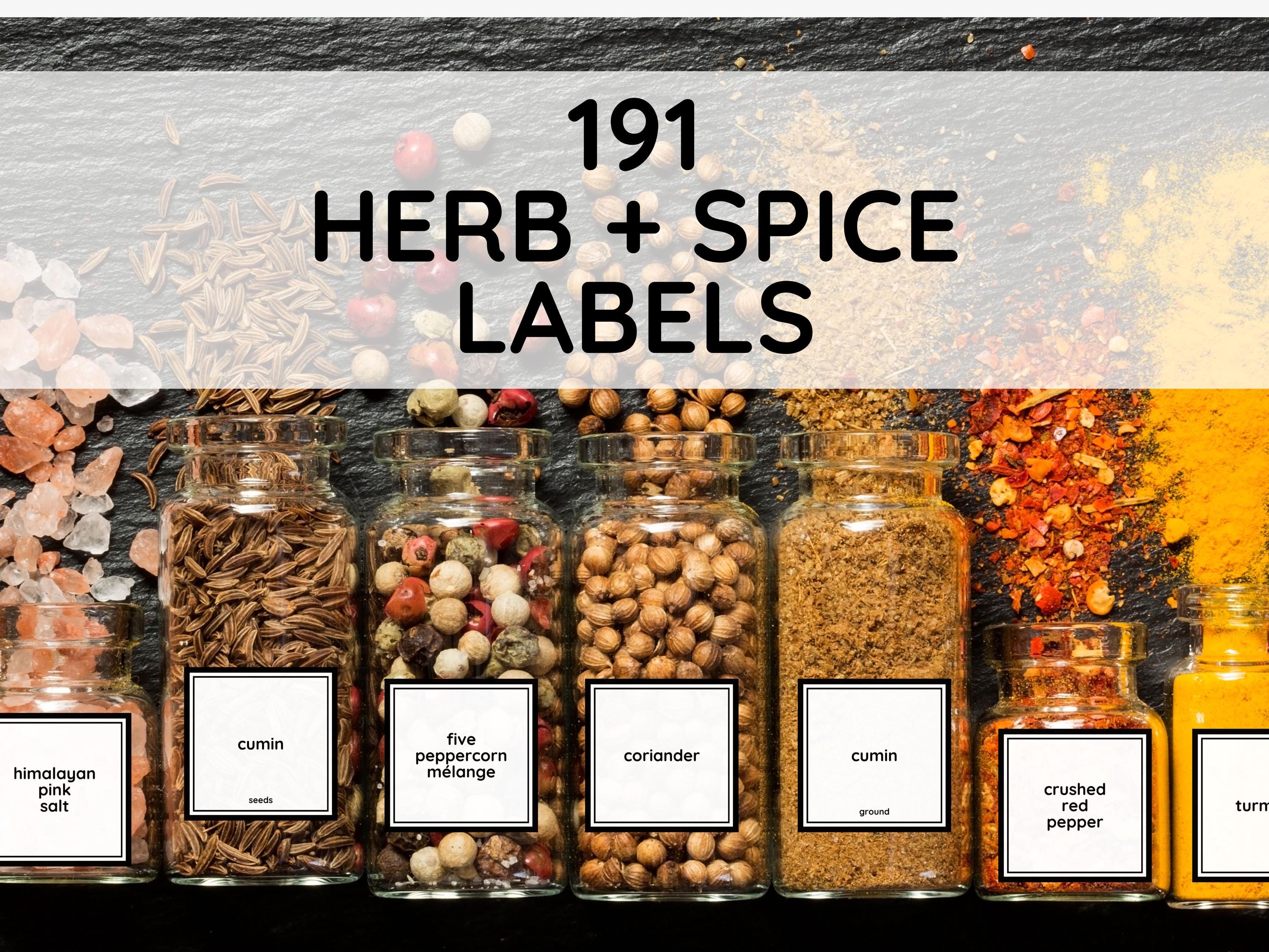 Label 191 191 HERB & SPICE LABELS | Spice Jar Labels | Kitchen Organization ...