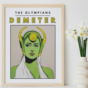 Arte mural de Deméter / Dioses griegos retro / Póster imprimible / Impresión de mitología vintage / Arte mural único / Decoración del hogar DIY / Descarga instantánea fácil