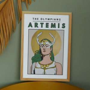 Artemisa ARTE DE PARED / Dioses griegos retro / Póster imprimible / Impresión de mitología vintage / Arte de pared único / Decoración del hogar DIY / Descarga instantánea fácil