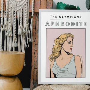 Arte mural de Afrodita / Dioses griegos retro / Póster imprimible / Impresión de mitología vintage / Arte mural único / Decoración del hogar DIY / Descarga instantánea