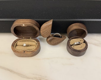 Customizable Wooden Ring Box | Walnut Wood Box | Engagement Ring Box | Wooden Ring Box for Wedding Ceremony | Double Slot Wedding Ring Box