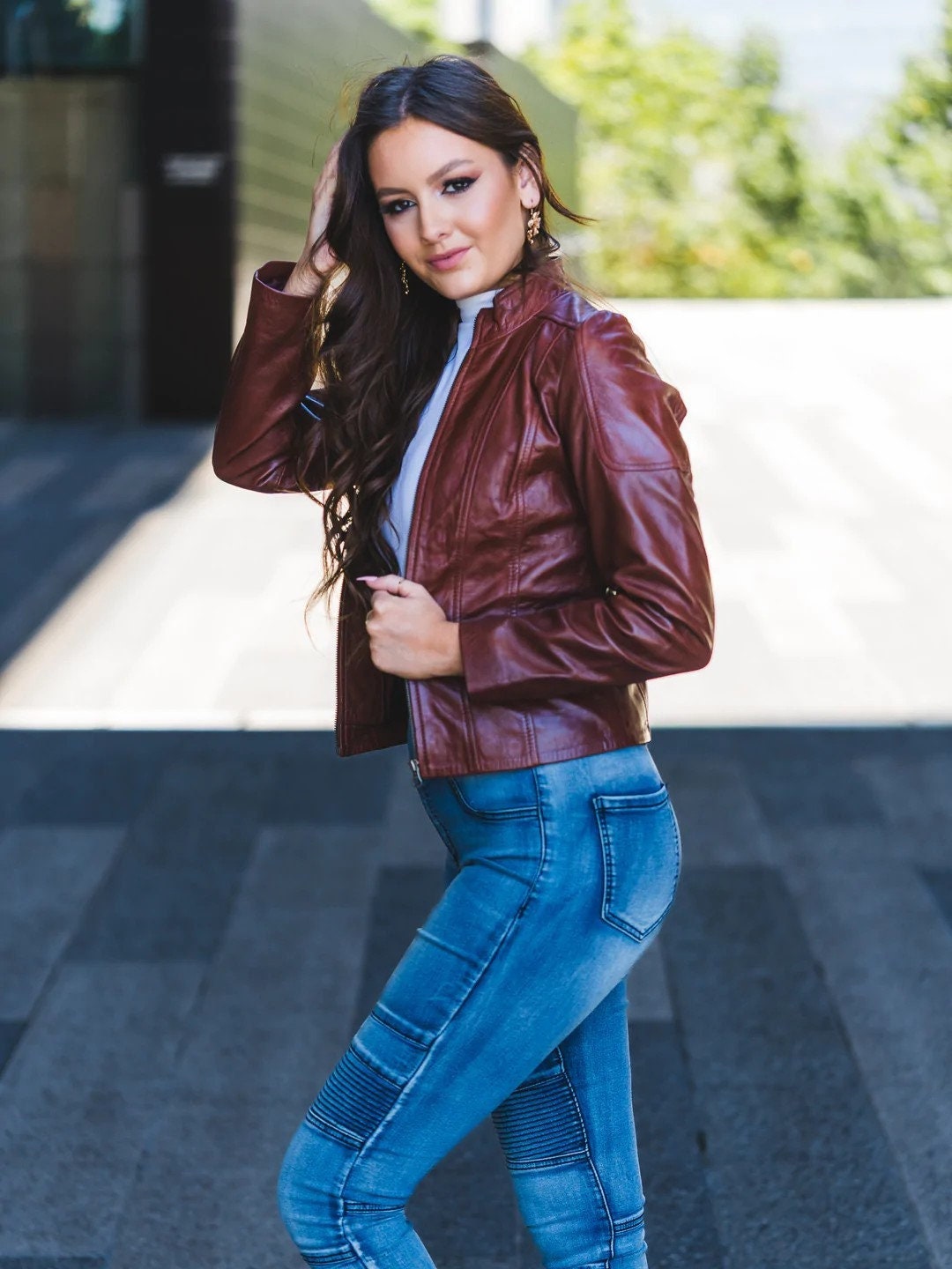 Burgundy Leather Ladies Coat - Etsy