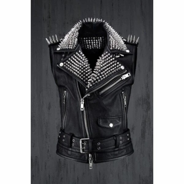 Studded Leather Vest - Etsy UK