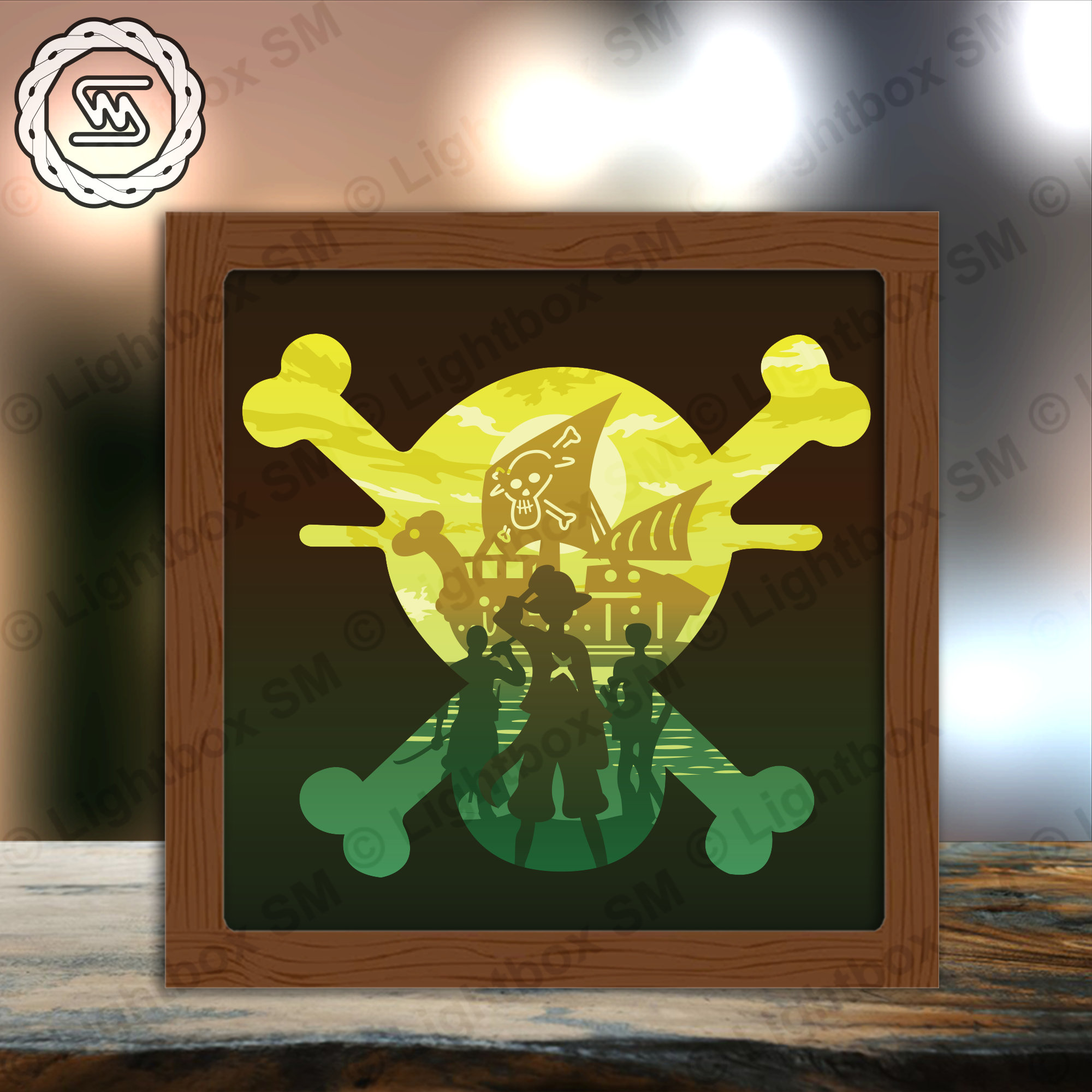 One Piece 4 - Paper Cut Light Box Template Files, Shadow Box, 3D ...