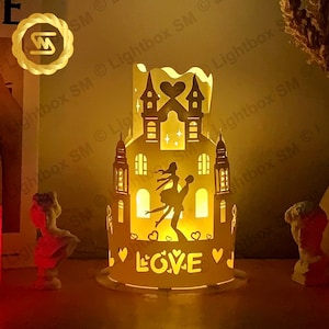Paper Lanterns Valentine 1 - Paper Cut Lamp Merry Christmas - Paper Cutting Template - Xmas LanternXmas -3D Cricut, Silhouette