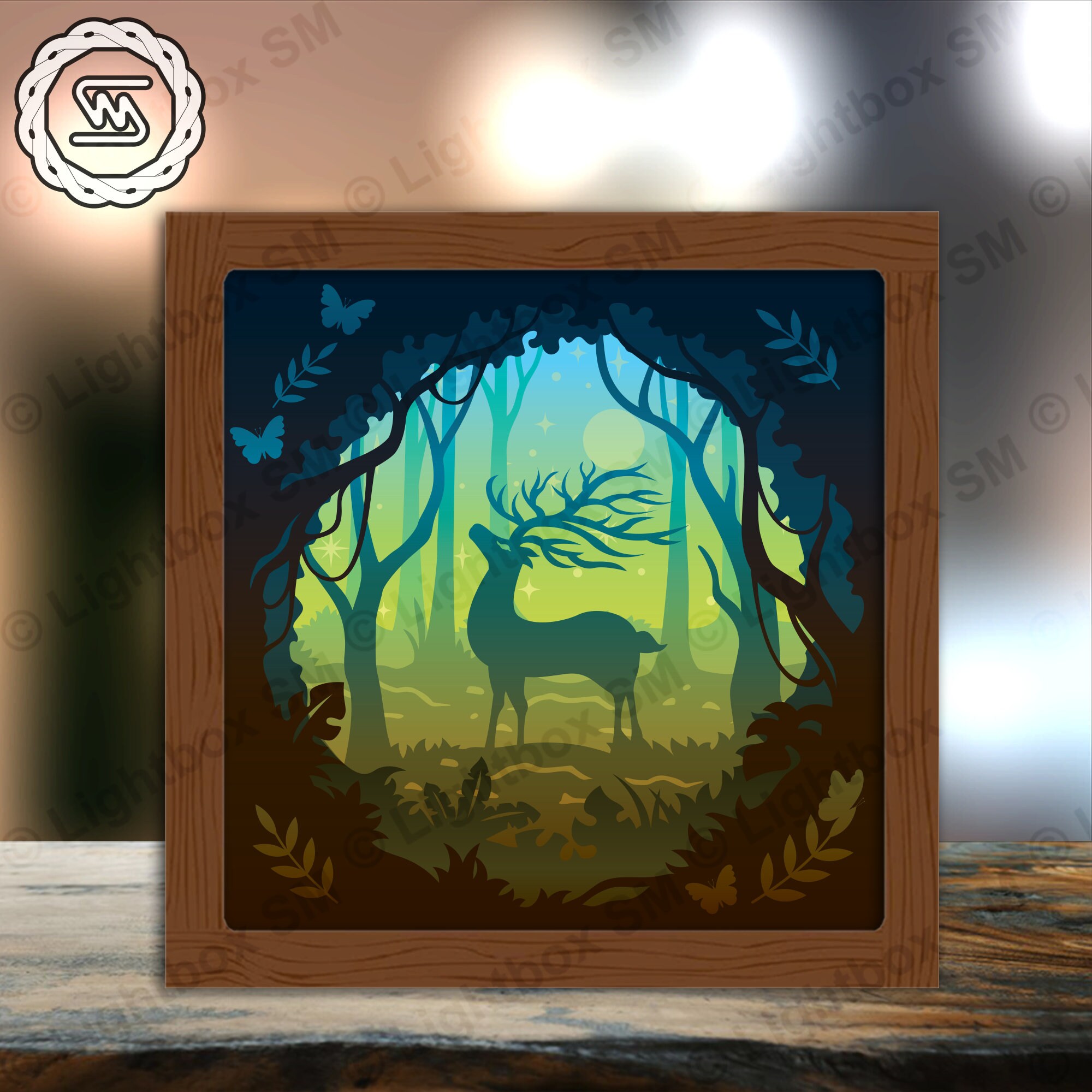Deer Jungle - Paper Cut Light Box Template Files, Shadow Box, 3D ...