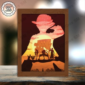 One Piece 9 - File di modelli di scatole luminose tagliate in carta, Shadow Box, file SVG fai da te per scatole luminose tagliate in carta 3D, Cricut di taglio, Shadow Papercut