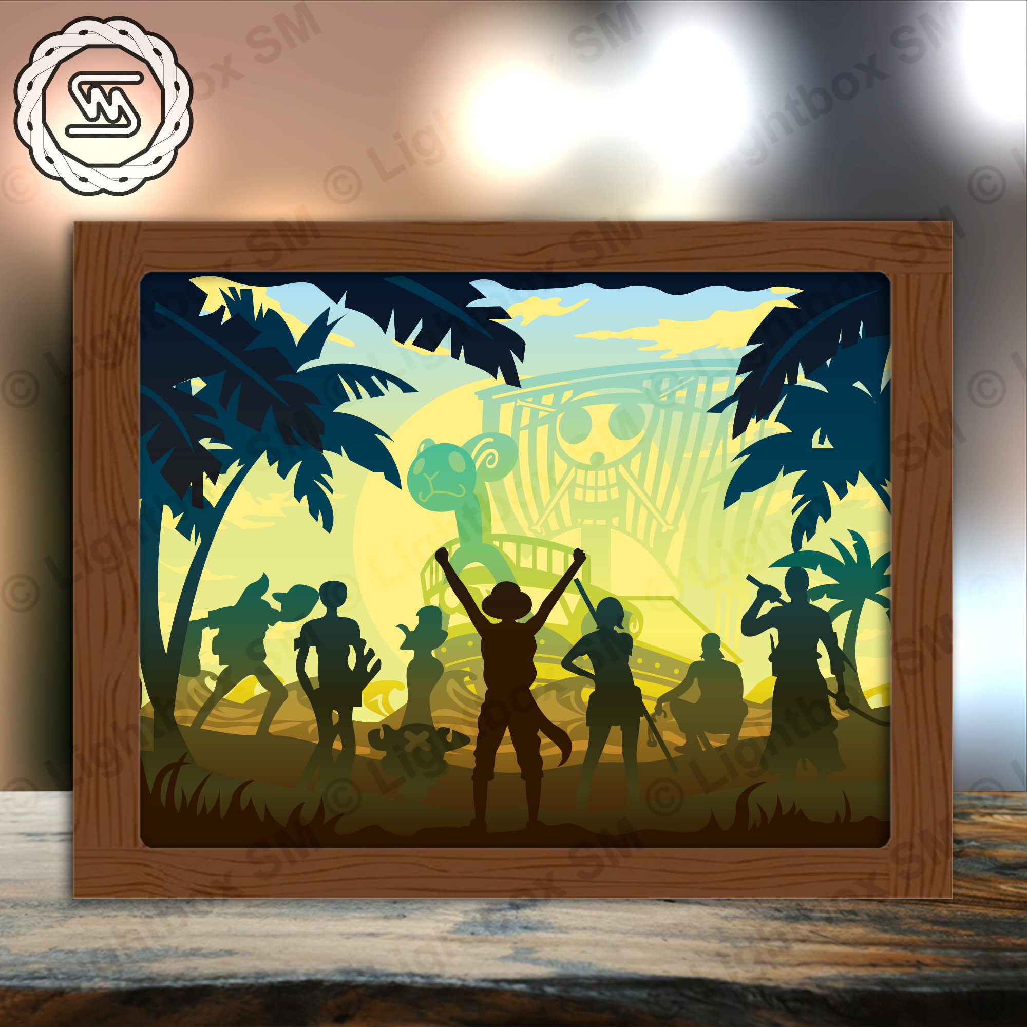One Piece 6 - Paper Cut Light Box Template Files, Shadow Box, 3D ...