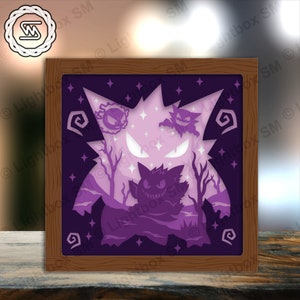 Pokemon 4 - File modello Paper Cut Light Box, Shadow Box, 3D Papercut Lightbox File Svg fai da te, Taglio Cricut, Shadow Papercut