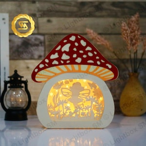 Fairy mushroom ver 2 Light Box Template Files, Shadow Box, 3D Papercut Lightbox Svg File DIY, Cutting Cricut, Shadow Papercut