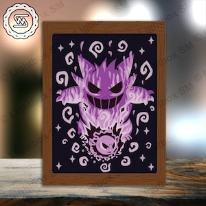 Pokemon 19 - File modello di scatola leggera tagliata di carta, Shadow Box, 3D Papercut Lightbox File in formato Svg fai da te, Taglio Cricut, Shadow Papercut