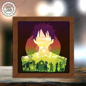 One Piece 8 - File di modelli di scatole luminose tagliate in carta, Shadow Box, file SVG fai da te per scatole luminose tagliate in carta 3D, Cricut di taglio, Shadow Papercut