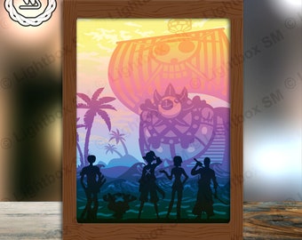 One Piece 2 - Paper Cut Light Box Template Files, Shadow Box, 3D Papercut Lightbox Svg File DIY, Cutting Cricut, Shadow Papercut