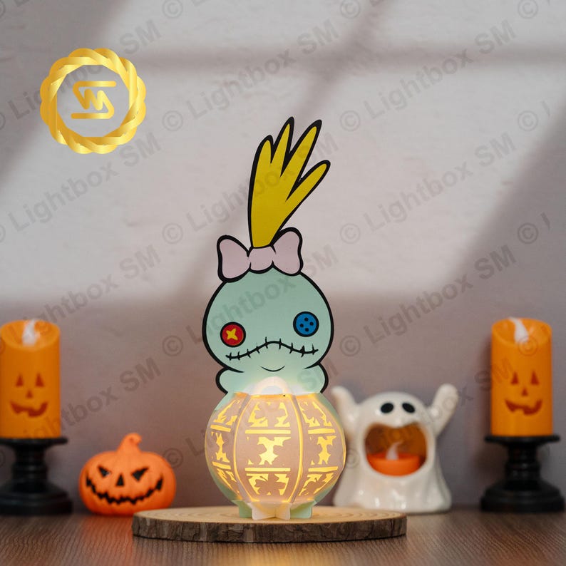 Scrump Lantern Paper Cut Light Box Template Files, Shadow Box, 3D Papercut Lightbox Svg File DIY