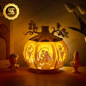 3D Pumpkin lantern ver 9- Paper Cut Lamp Halloween - Paper Cutting Template - Halloween Lantern -3D Cricut, Silhouette