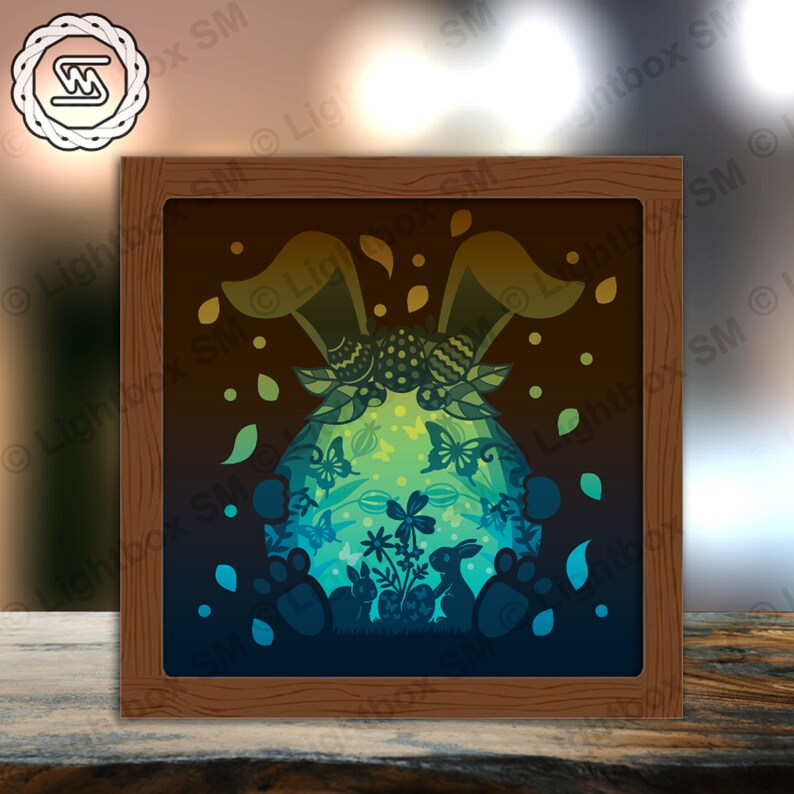 Bunny Easter 1 Paper Cut Light Box Template Files, 3D Papercut Lightbox ...