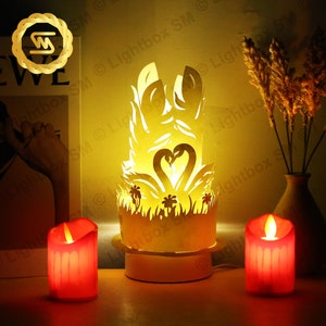 Paper Lanterns Swan - Paper Cut Lamp Merry Christmas - Paper Cutting Template - Xmas LanternXmas -3D Cricut, Silhouette