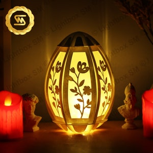 3D Egg Lamp Ver 2  - Paper Cut Lamp Easter - Paper Cutting Template - Easter Lantern -3D Cricut, Silhouette