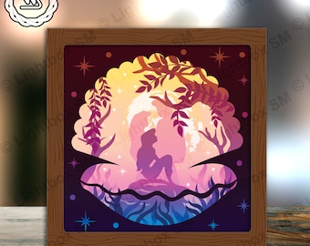 Mermaid Paper Cut Light Box Template Files, Shadow Box, 3D Papercut Lightbox Svg File DIY, Cutting Cricut, Shadow Papercut