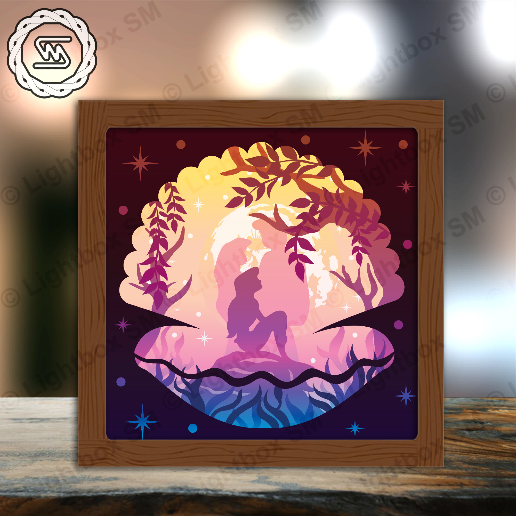 Mermaid Paper Cut Light Box Template Files, Shadow Box, 3D Papercut ...