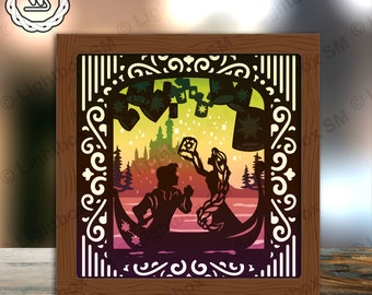 Princess Paper Cut Light Box Template: 3D Shadow Box SVG File (Digital Download)