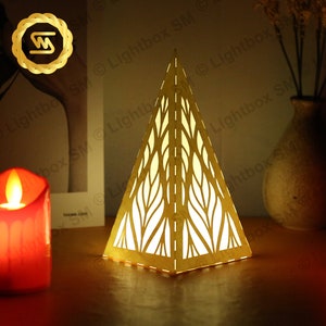 Leaves Pyramid Lantern -Christmas - Xmas -3D, Cricut, Silhouette