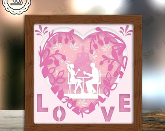 Beautiful Love - Paper Cut Light Box Template Files, Shadow Box, 3D Papercut Lightbox Svg File DIY, Cutting Cricut, Shadow Papercut