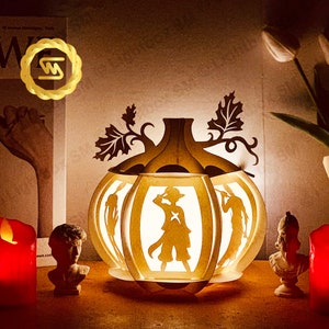 3D Pumpkin lantern ver 10- Paper Cut Lamp Halloween - Paper Cutting Template - Halloween Lantern -3D Cricut, Silhouette