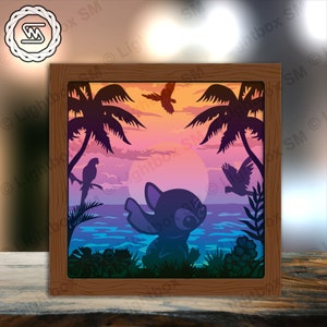 Stitch 2 - File modello scatola luminosa tagliata in carta, Shadow Box, file SVG scatola luminosa tagliata in carta 3D fai da te, Cricut di taglio, Shadow Papercut