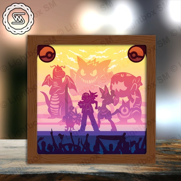 Pokemon 3 - Paper Cut Lightbox Template Files, Shadow Box, 3D Papercut Lightbox SVG-Datei DIY, Schneiden Cricut, Shadow Papercut