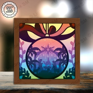 Christmas Baubles 5 Square Paper Cut Light Box Template Files, Shadow Box, 3D Papercut Lightbox Svg File DIY,Cutting Cricut, Shadow Papercut
