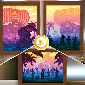Combo 3 Lightbox One Piece ver 2- File modello Paper Cut Light Box, Shadow Box, 3D Papercut Lightbox Taglio Cricut