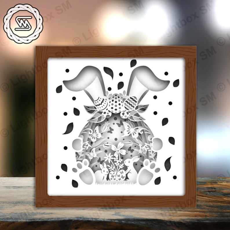 Bunny Easter 1 Paper Cut Light Box Template Files, 3D Papercut Lightbox ...