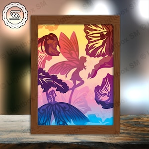 Fairy Flower Paper Cut Light Box Template Files, Shadow Box, 3D Papercut Lightbox Svg File DIY, Cutting Cricut, Shadow Papercut