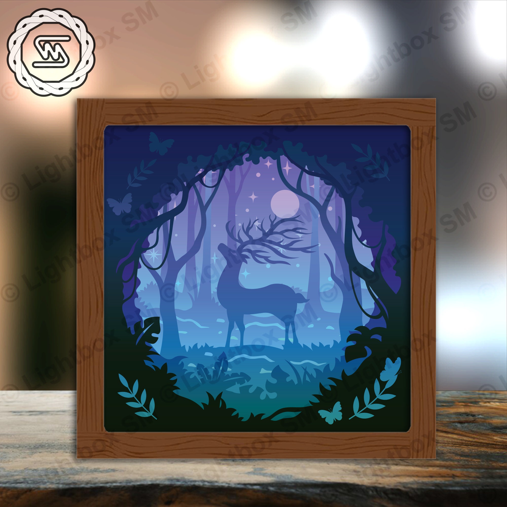 Deer Jungle - Paper Cut Light Box Template Files, Shadow Box, 3D ...