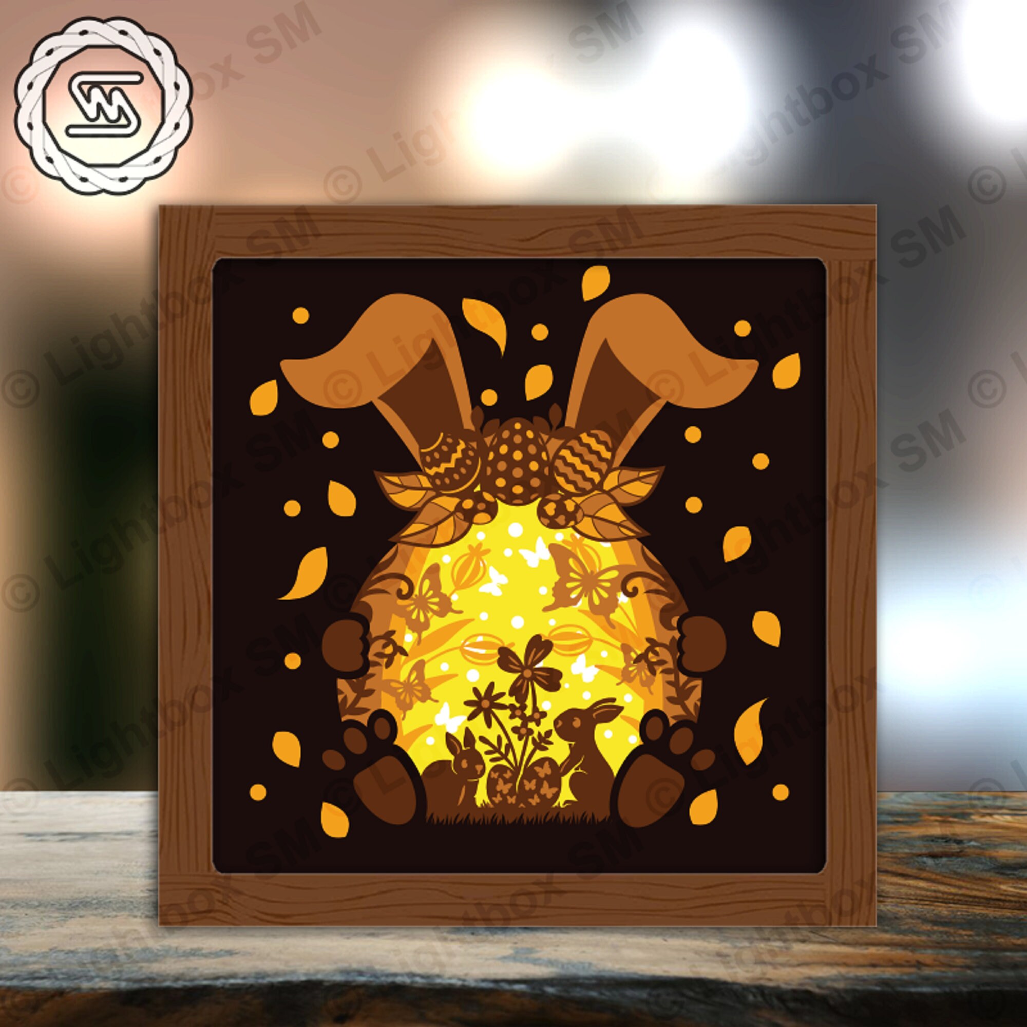 Bunny Easter 1 Paper Cut Light Box Template Files, 3D Papercut Lightbox ...