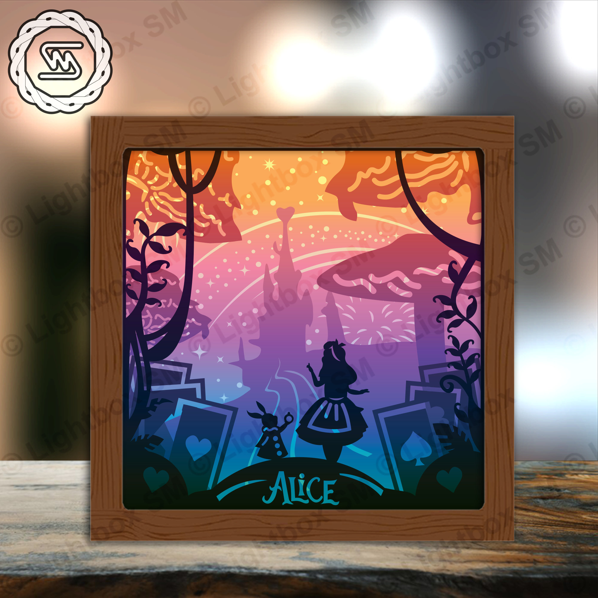 アート・デザイン・音楽 Wonderland Alice on Screen Alice in Wonderland- Paper Cut Light Box Template Files