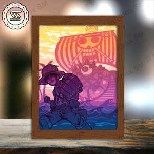One Piece 5 - File modello Paper Cut Light Box, Shadow Box, File Svg Papercut 3D Lightbox fai da te, Taglio Cricut, Shadow Papercut