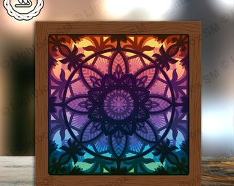 Mandala 5 - Paper Cut Light Box Template Files, Shadow Box, 3D Papercut Lightbox Svg File DIY, Cutting Cricut, Shadow Papercut