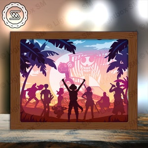 One Piece 6 - File di modelli di scatole luminose tagliate in carta, Shadow Box, file SVG fai da te per scatole luminose tagliate in carta 3D, Cricut di taglio, Shadow Papercut