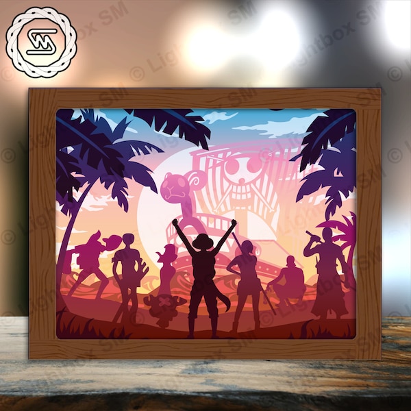 One Piece 6 - Paper Cut Light Box Template Files, Shadow Box, 3D Papercut Lightbox Svg File DIY, Cutting Cricut, Shadow Papercut One Piece 6 - Paper Cut Light Box Template Files, Shadow Box, 3D Papercut Lightbox Svg File DIY, Cutting Cricut, Shadow Papercut