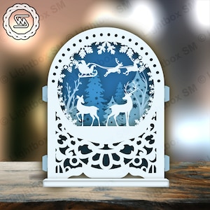 Noël - Xmas Deer Santa - Popup SVG Cutting File, Popup card SVG, Popup gift Cricut