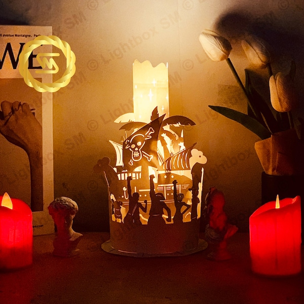 Lanternes en papier One Piece 4 - Lampe découpée en papier Joyeux Noël - Modèle de découpe de papier - Xmas LanternXmas -3D Cricut, Silhouette