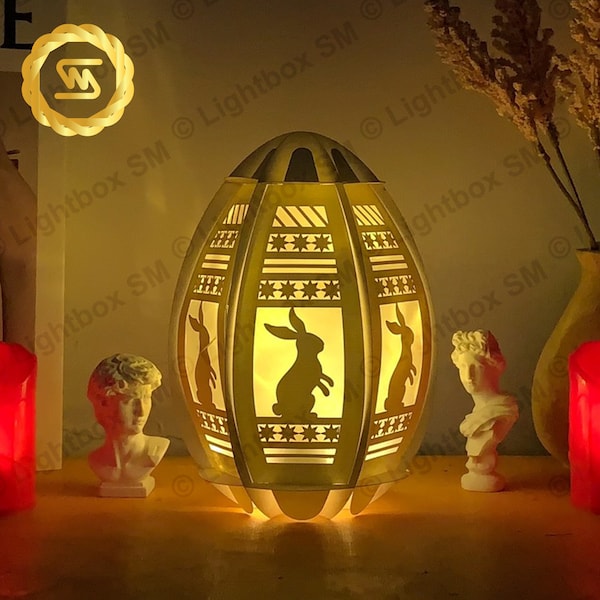 3D Egg Lamp Ver 4  - Paper Cut Lamp Easter - Paper Cutting Template - Easter Lantern -3D Cricut, Silhouette