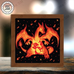 Pokemon 13 - File modello scatola luminosa tagliata in carta, Shadow Box, file SVG scatola luminosa tagliata in carta 3D fai da te, Cricut di taglio, Shadow Papercut