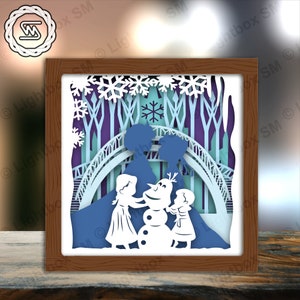 Regina delle nevi, principessa del ghiaccio - File modello scatola luminosa tagliata in carta, scatola delle ombre, file Svg scatola luminosa 3D tagliata in carta fai da te, taglio Cricut, taglio ombra carta