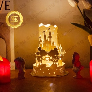 Paper Lanterns mickey love - Paper Cut Lamp Merry Christmas - Paper Cutting Template - Xmas LanternXmas -3D Cricut, Silhouette